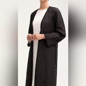 Malak Embroidered Open Abaya - Black